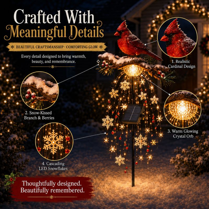 Solar Cardinal Memory Light - Christmas Remembrance Garden Stake