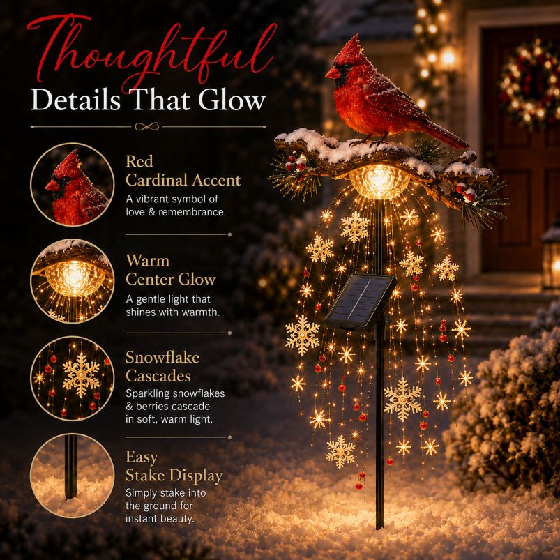 Solar Cardinal Memory Light - Christmas Remembrance Garden Stake