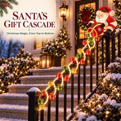 Christmas Decoration - Santa Gift Cascade Railing Light