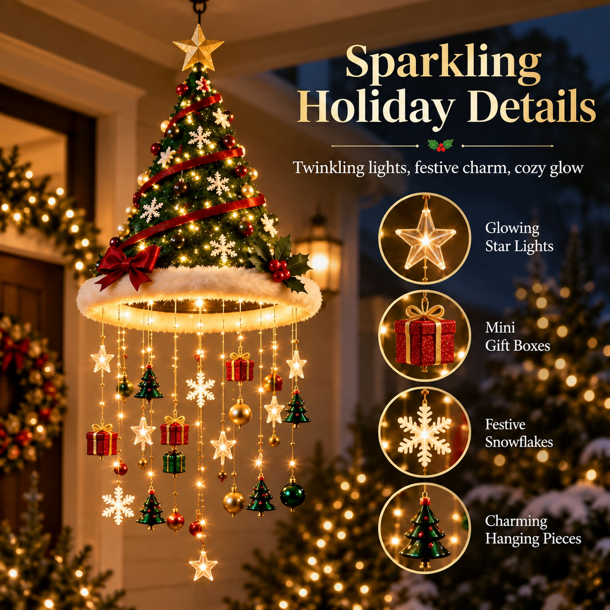 Christmas Decoration - Hanging Light - Festive LED Chandelier