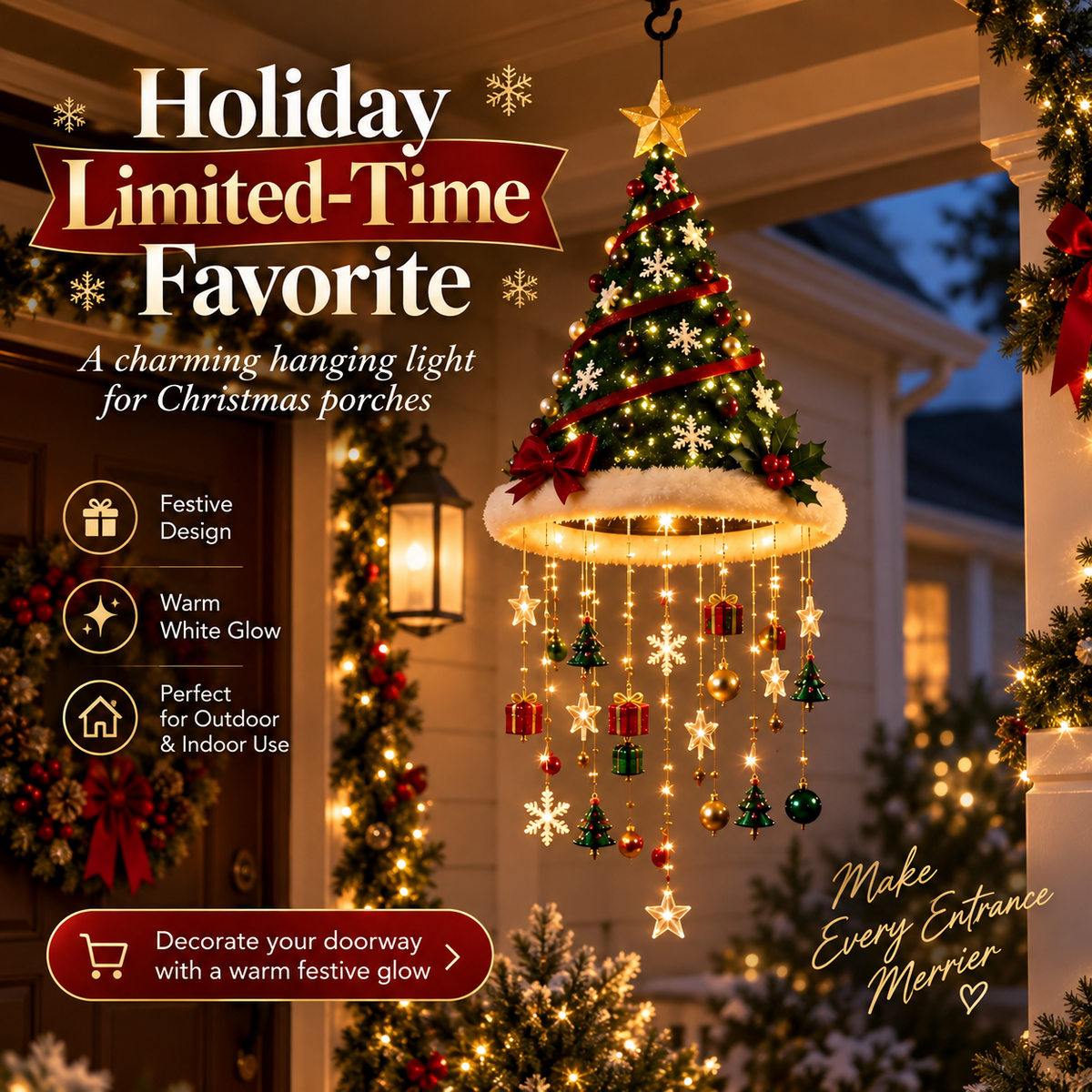 Christmas Decoration - Hanging Light - Festive LED Chandelier