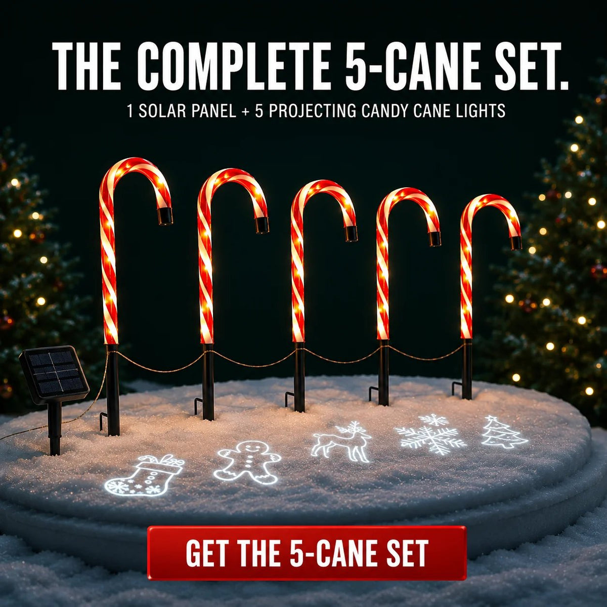 Christmas Yard Decor - Solar Candy Cane Projector Pathway Lights