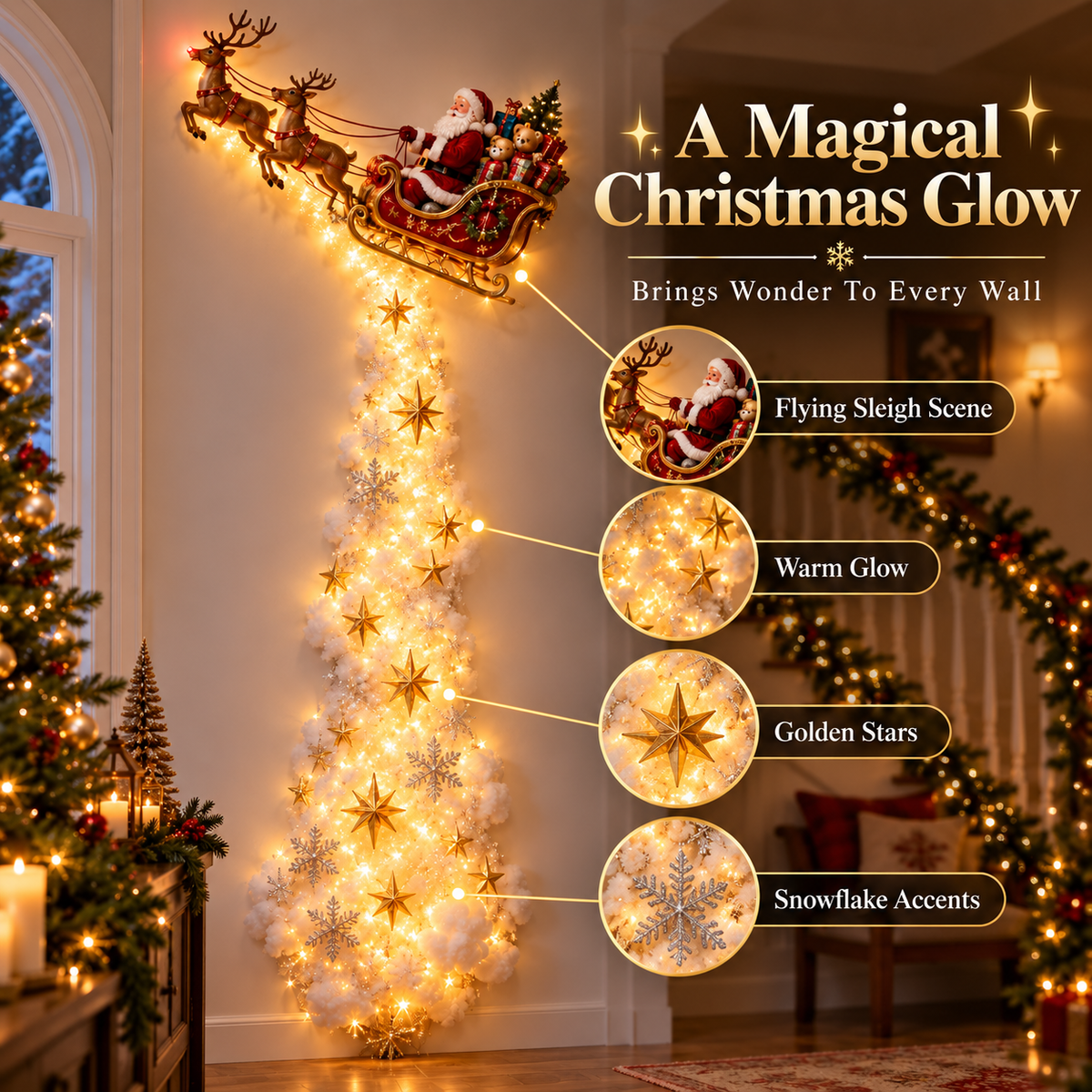 Christmas Wall Decor - Magic Trail Wall Light - Layered Lighted