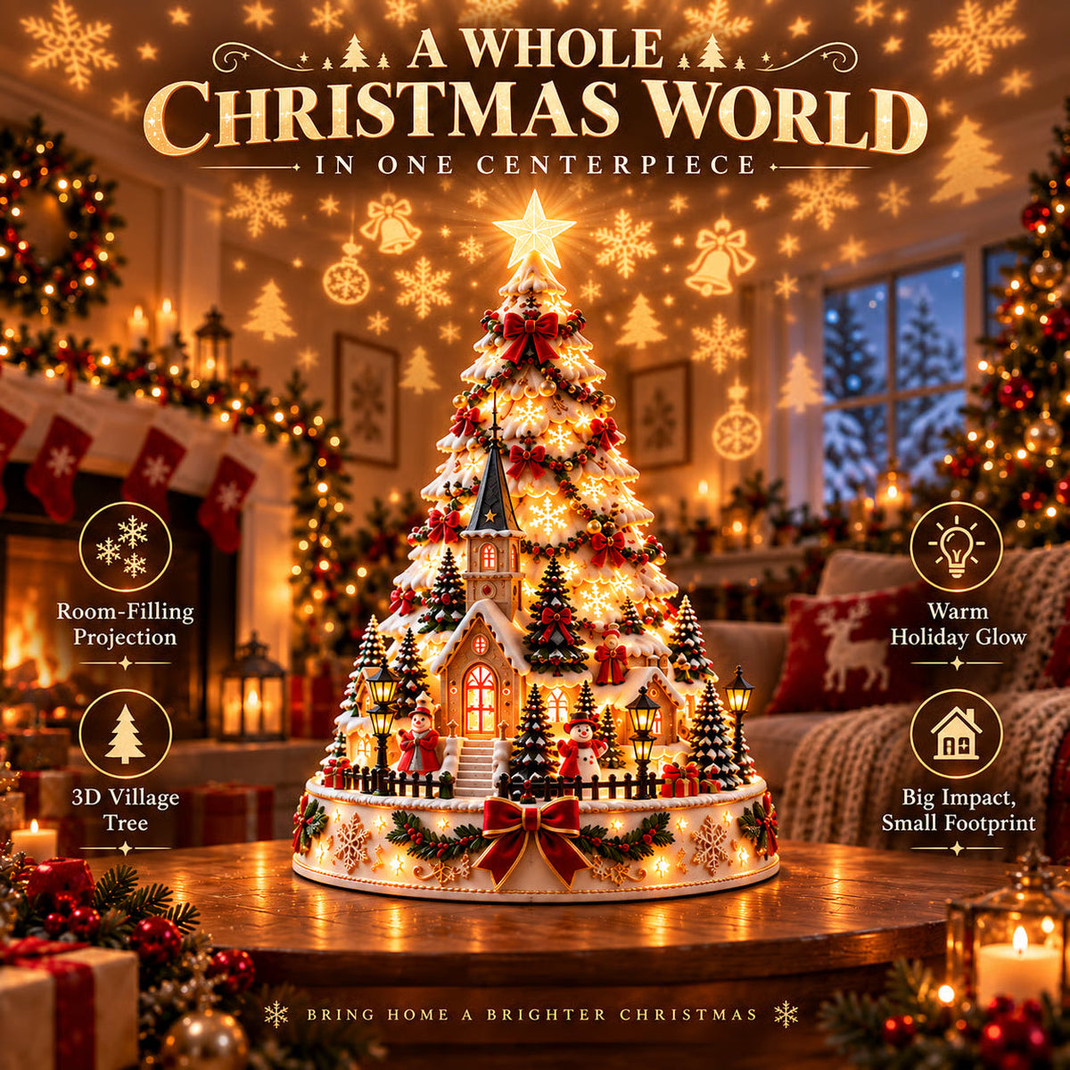 Christmas Led Projector - Village Centerpiece