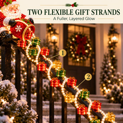 Christmas Decoration - Santa Gift Cascade Railing Light