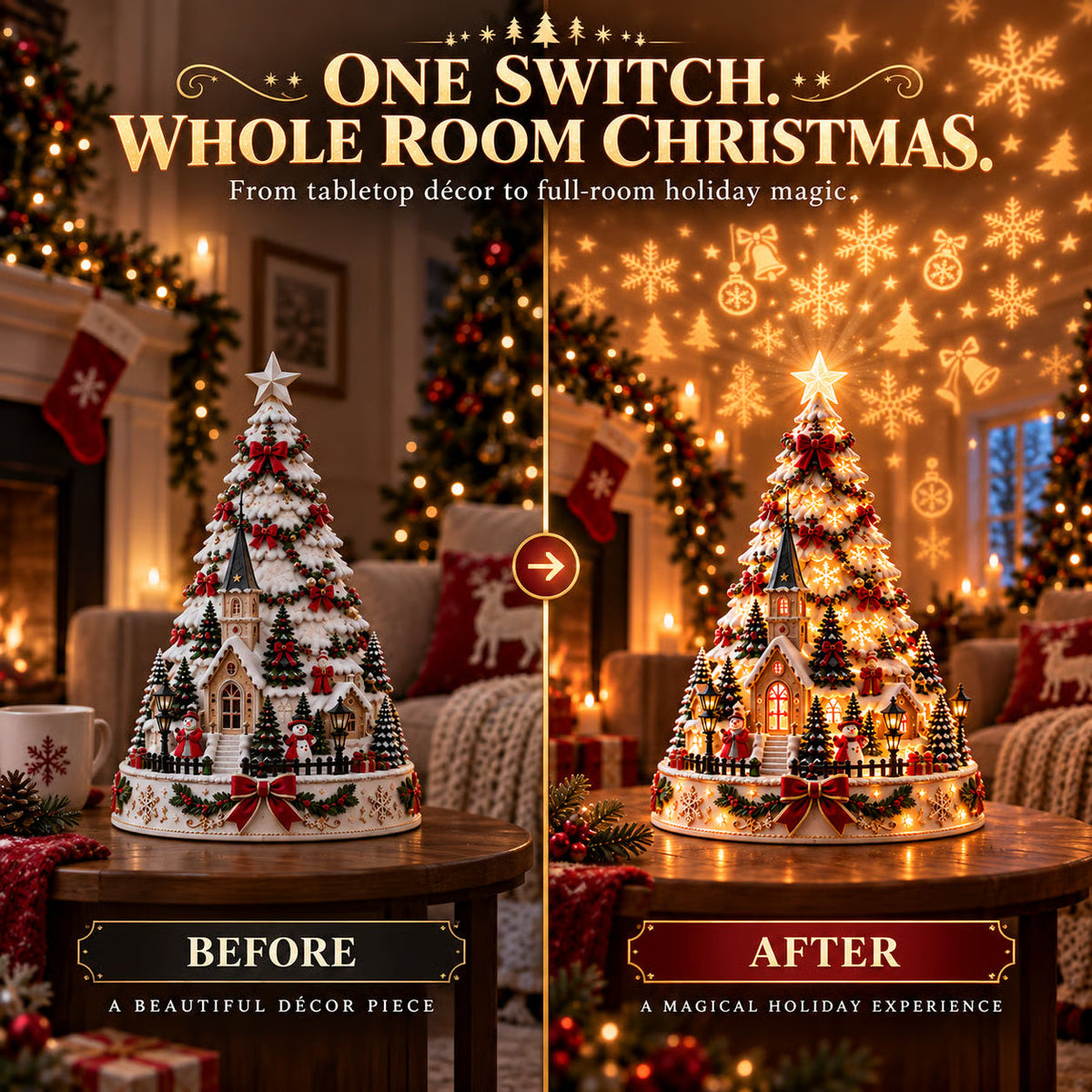 Christmas Led Projector - Village Centerpiece