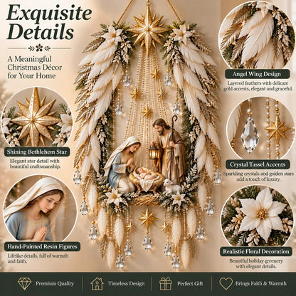 Christmas Wall Decor - Lighted Angel Wings Nativity