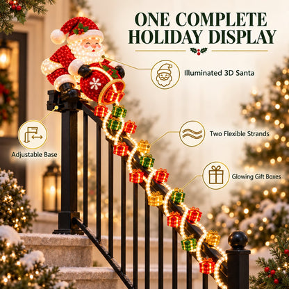 Christmas Decoration - Santa Gift Cascade Railing Light