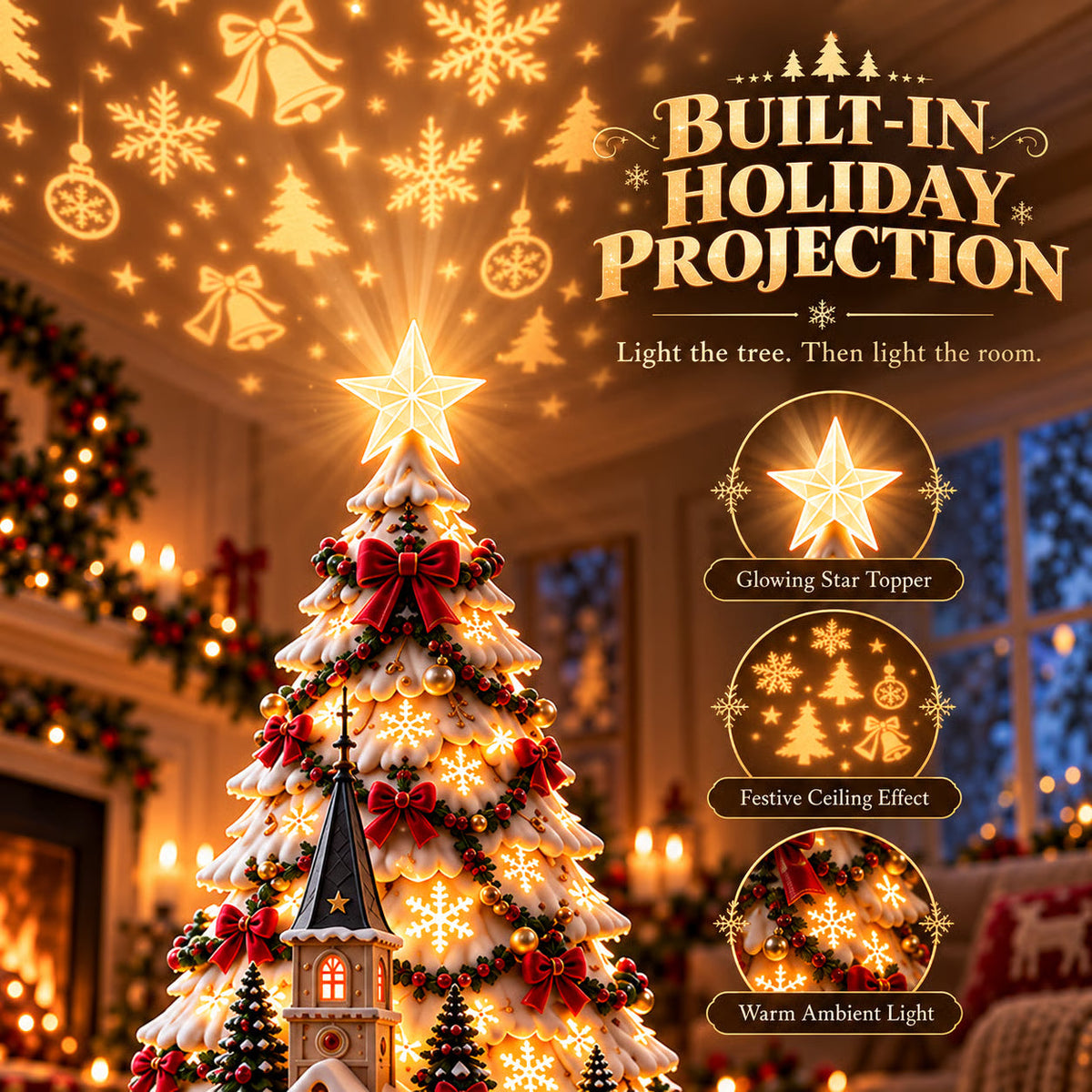 Christmas Led Projector - Village Centerpiece