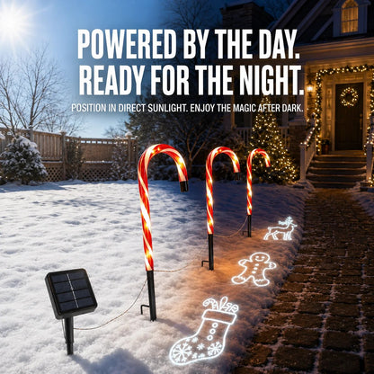 Christmas Yard Decor - Solar Candy Cane Projector Pathway Lights