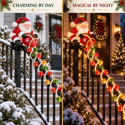 Christmas Decoration - Santa Gift Cascade Railing Light
