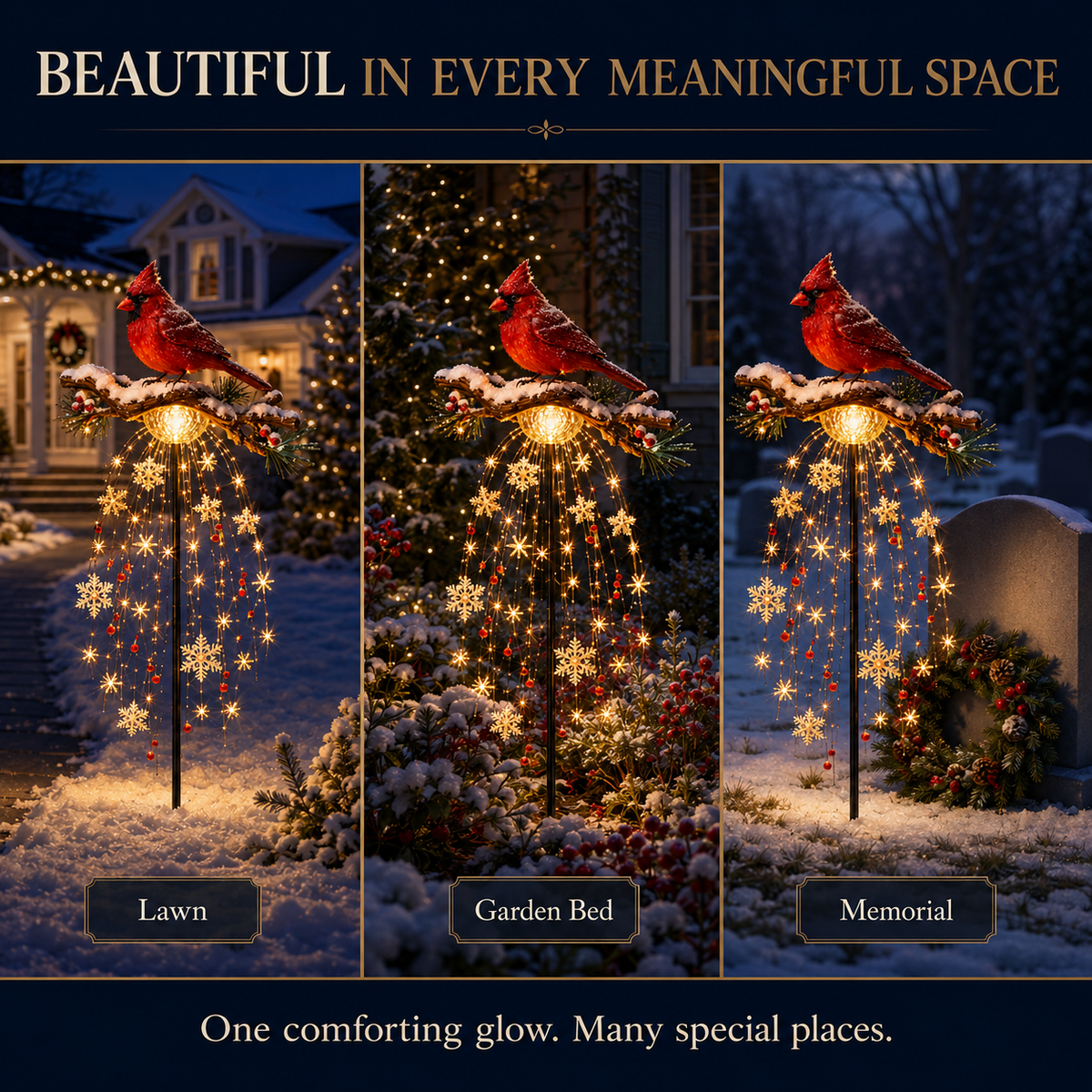 Solar Cardinal Memory Light - Christmas Remembrance Garden Stake