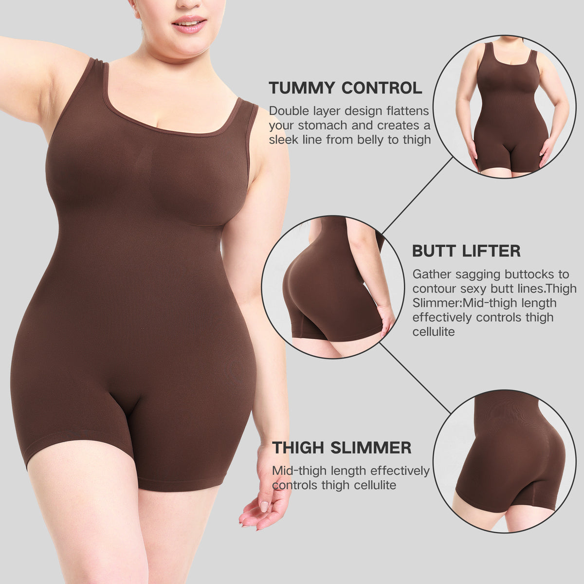 Seamless Tank Bodysuit Shorts Shaper