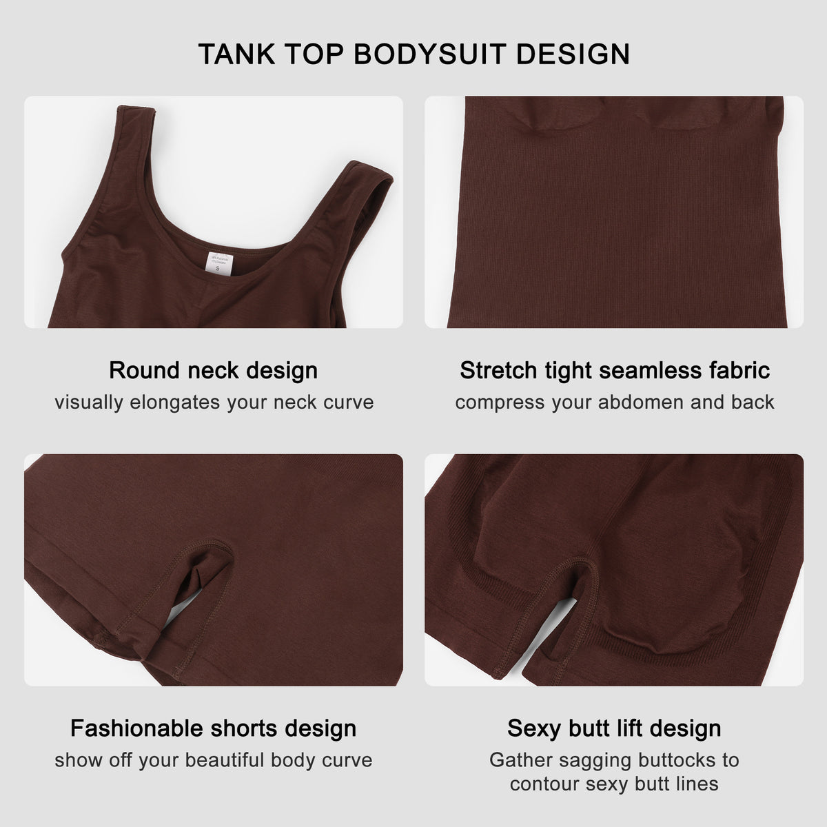 Seamless Tank Bodysuit Shorts Shaper