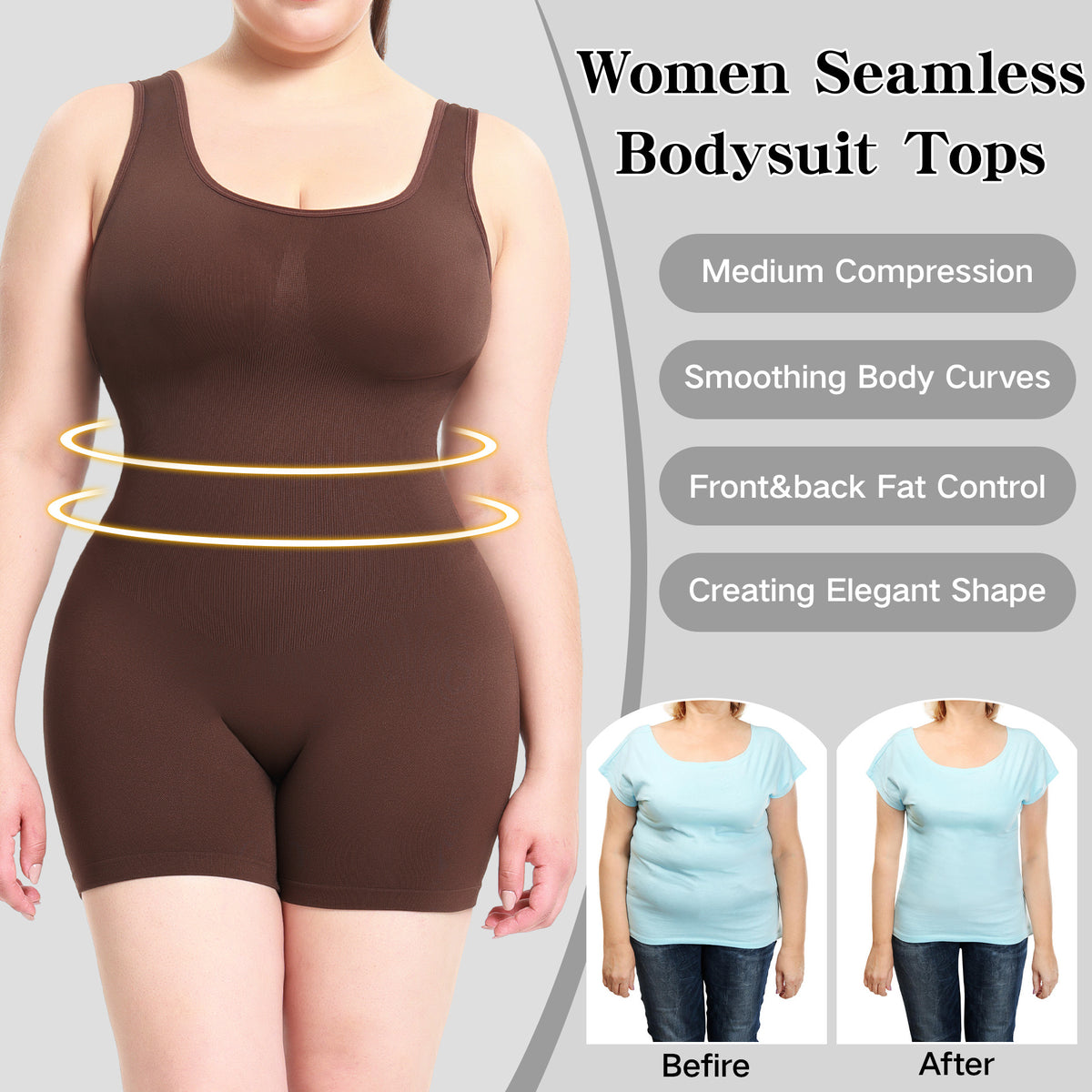 Seamless Tank Bodysuit Shorts Shaper