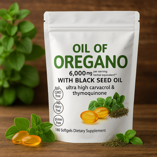 Oil Of Oregano with Black Seed Oil - 6000mg | 180 Softgels | 2-in-1 Natural Immune Support